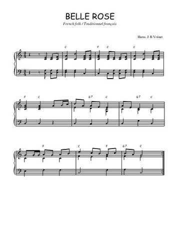 Téléchargez l'arrangement pour piano de la partition de Belle rose en PDF
